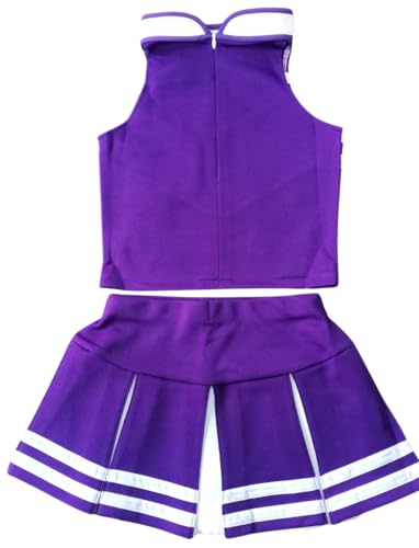 Total 2550 Little Girls' Cheerleader Cheerleading Outfit Uniform Costume Cosplay Violet/White (S / 2-5) - Thumbnail 2