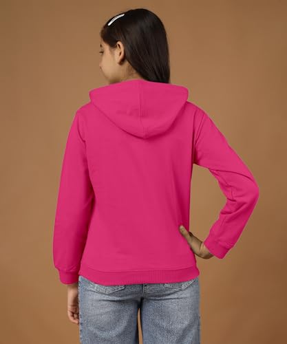 Image of KYDA KIDS Girls Cotton Hooded Sweatshirt | Regular Fit Full Sleeves Winter Wear Hoodies