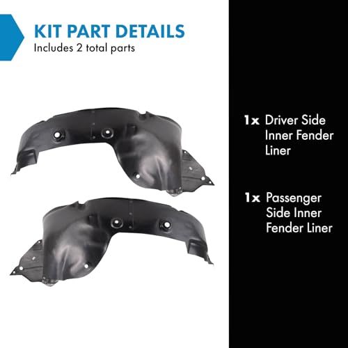 Image of TRQ Inner Fender Liner Set Compatible with 2012-2013 Hyundai Veloster HY1248155 HY1249155
