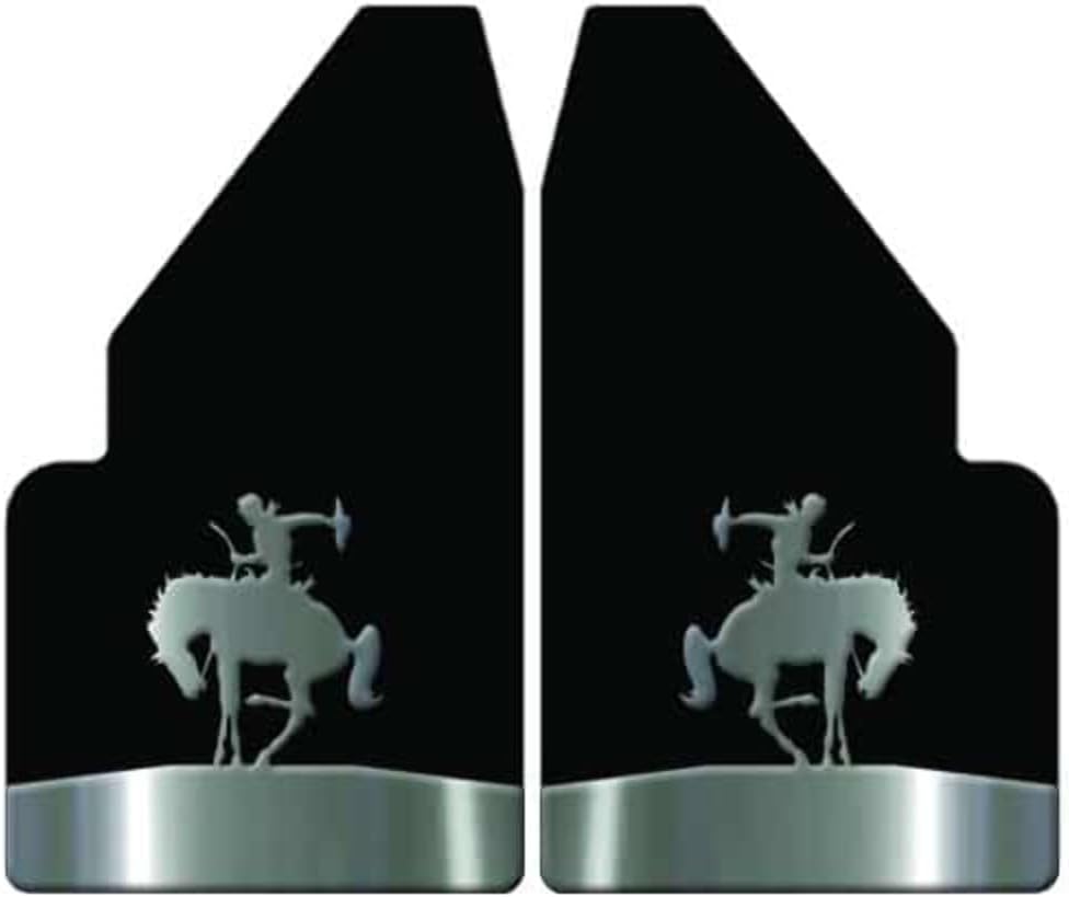 Universal Mud Flaps 14" Wide Rear with Bucking Bronco Stainless Steel Anchor Weights for Full Size Trucks