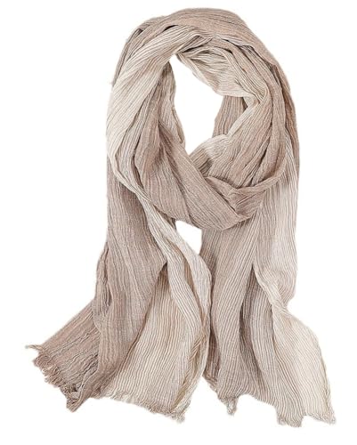 Women Summer Cotton Linen Scarf Crinkle Long Beach Shawl Wrap hijab with Fringe