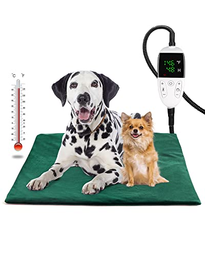 Heated Cat Dog Bed,Pet Heating Pad With 48-Hour Timer,Adjustable Temperature(86-146℉) And Time(4/8/12/24/48H), Waterproof Cat House Warming Mat,Indoor/Outdoor/Warehouse (Christmas Green,18X28In) #TOP15