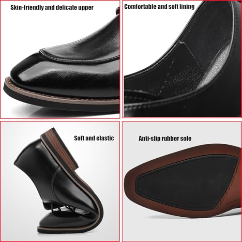 Men's Leather Lace Up Dress Oxfords Shoes Comfortable Slip on Round Penny Loafers Toe Classic Business Work Wedding Formal Derby Shoes Men's Oxfords3