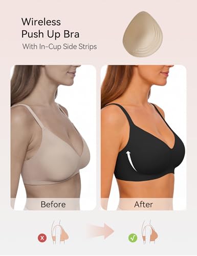 NIASOUL Women's Wireless Push Up Bra Seamless Deep V Comfortable Support - image 3