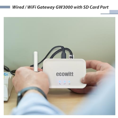Image of Ecowitt GW3000 Wi-Fi & Ethernet Weather Station Gateway, with Built-in Temperature, Humidity and Barometric Sensors with SD Card Port,433 MHz