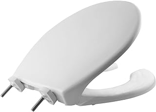 BEMIS 7750TDG 000 Commercial Heavy Duty Open Front Toilet Seat with Cover that will Never Loosen & Reduce Call-backs, ROUND, Plastic, White