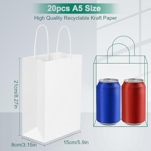 20 Pcs White Paper Bags with Twist Handles - Image 2