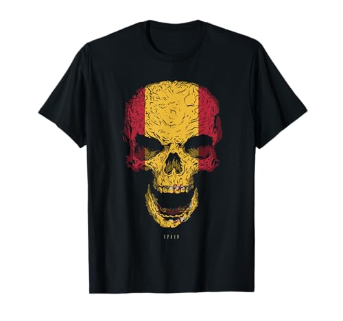 Camiseta Calavera con Bandera de España Cráneo Camiseta