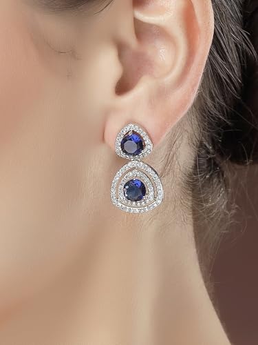 Image of Karatcart Silver Tone Green American Diamond Drop Earrings for Women