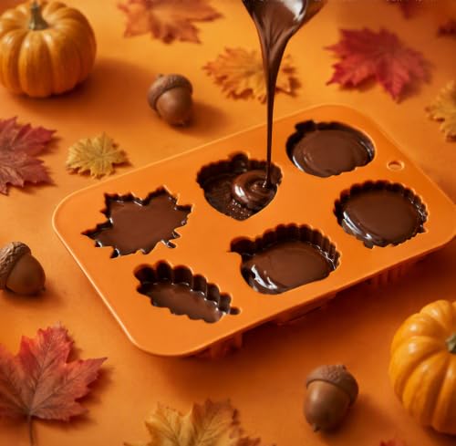 Image of Pumpkin Ice Cube Trays Fall Silicone Molds, 2 Pack Turkey Chocolate Molds