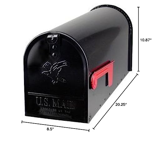Image of Architectural Mailboxes Elite Classic Galvanized Steel Post Mount Black Mailbox