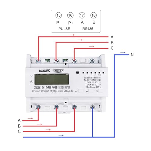 Compteur d'énergie triphasé DTS238-7 Rail DIN 400V avec sortie RS485 Modbus - 3