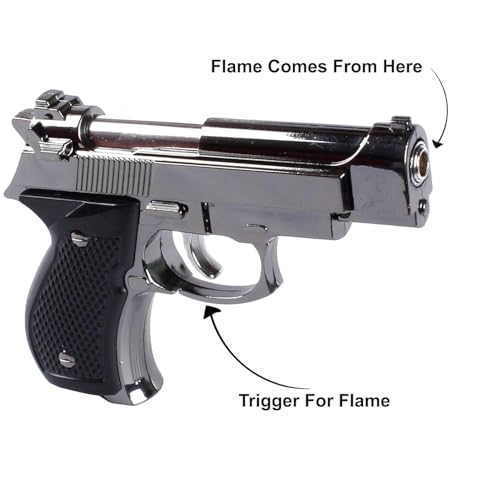 Image of Mini Beretta Pistol Shape Windproof Jet Flame Refillable Refillable Without Gas Small Pistol /Gun Shaped Heavy Metal Pocket Lighter Pocket Lighter (Silver)