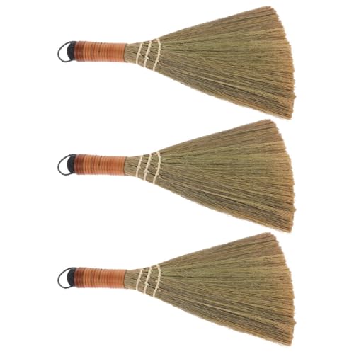 PRETYZOOM 3pcs Small Hand Broom for Lazy Sweeping Indoor Broom Hanging Loop for Floor Maintenance Bamboo Stick Cleaning Set