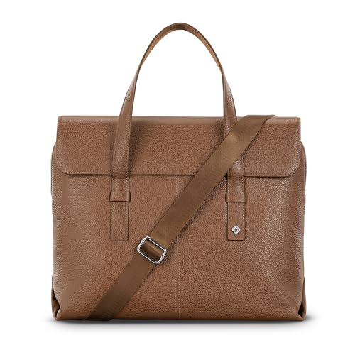 Image of Samsonite Mobile Solution 2 Convertible Pebbled Leather Briefcase Laptop Bag with Crossbody Strap, Padded Sleeve