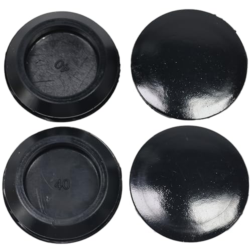 Image of 4 Pcs 40 mm Silicone Rubber Plugs Snap in Locking Hole Plugs for 40 mm (1-9 /16 inch) Round Holes, Flush Type Rubber Stoppers, Flexible Tube Pipe End Caps Covers, Waterproof Sealing Plugs, Black