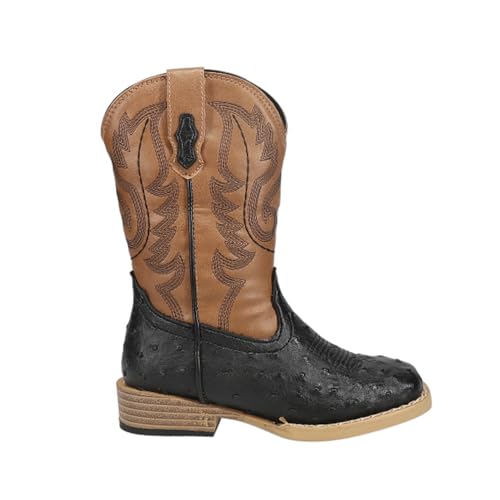 ROPER Kids Boys Bumps Faux Ostrich Square Toe Casual Boots Mid Calf - Brown - Size 3 M