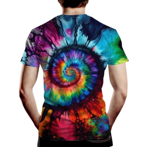 Men's Psychedelic Colorful The Eye of God Rainbow Short Sleeve 3D Printing Tie-Dye T-Shirt Tee2
