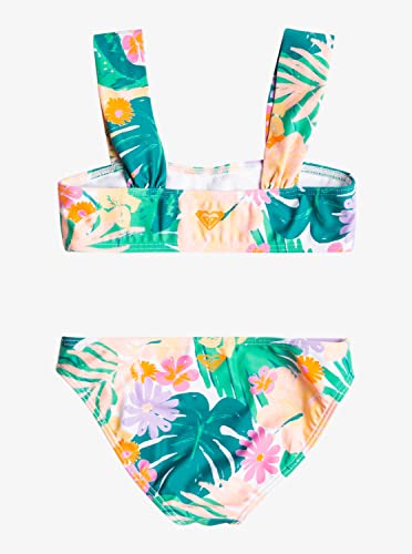 Roxy Girls' Paradisiac Island Bralette Swimsuit Set, Mint Tropical Trails 231 #TOP1