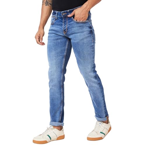 Image of Spykar Men's Kano Slim Fit Mid-Rise Jeans (Ankle Length)