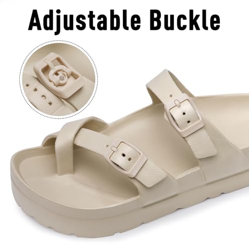 Image of Goosecret Women's Platform Sandals with Arch Support Comfortable Foam Slides Summer Beach Sandals with Adjustable Buckle