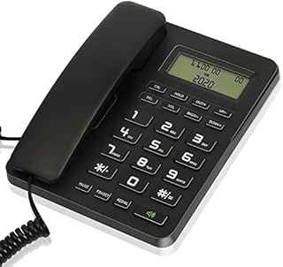 Corded Landline Phones for Home/Hotel/Office, Desk Corded Telephone with Display and Adjustable Volume, Support Music on Hold, Speakerphone, DND and Calculator Function