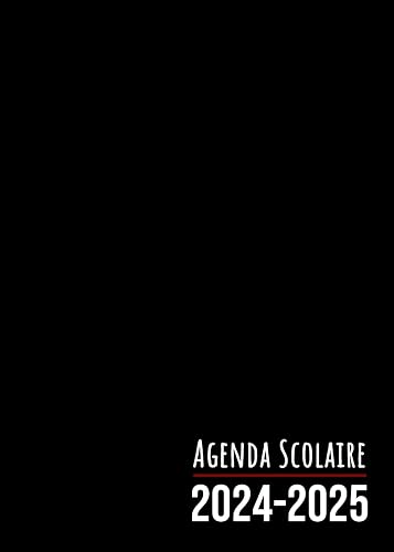 Agenda Scolaire 2024 2025: Noir | Semainier (1 semaine sur 2 pages) | Moyen format - A5 | 15x21 cm | Couverture souple | Adultes, étudiants, collège, ... 2024 - Août 2025 | Simple, sobre &amp; pratique