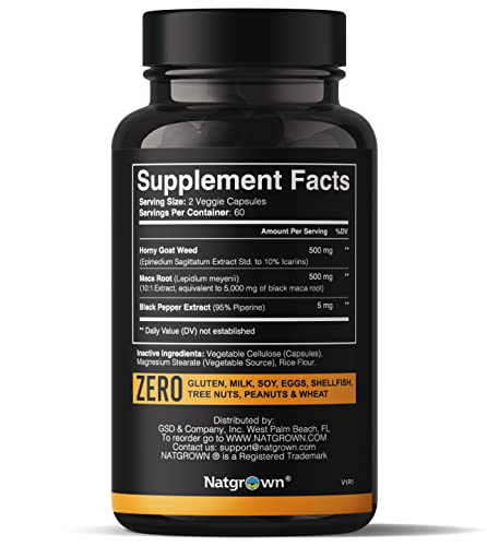 Natgrown Horny Goat Weed And Maca Root Extract Supplement For Men & Women thumb #1