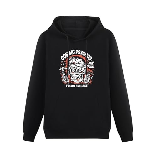Photo de XINGYUE STAR Cosmic Psychos Feelin Average Hoody Unisex Ptinted Hoodies Long Sleeve Men's Hooded with Pocket Black M