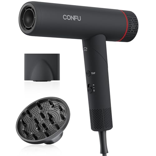 Hair Dryer, CONFU Hair Dryer with Diffuser 110000 RPM | High-Speed Professional Ionic Blow Dryer for Fast Drying, Hair Diffuser for Curly Hair for Home Travel - image 1