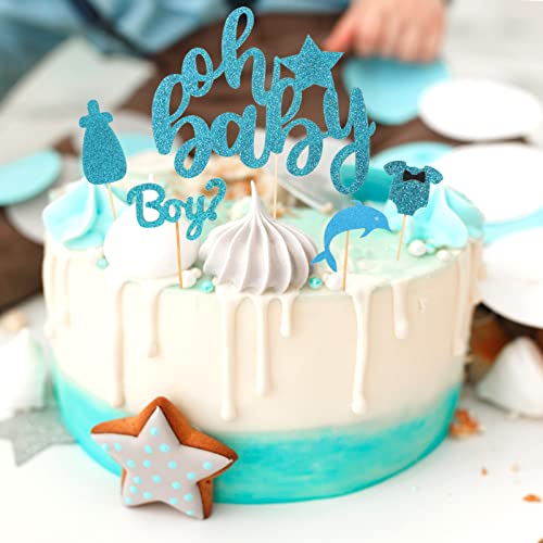 Toyvian 25Pcs Boy Cupcake Toppers Glitter Onesie Jumpsuit Cupcake Picks Pacifier Cake Decorations fo