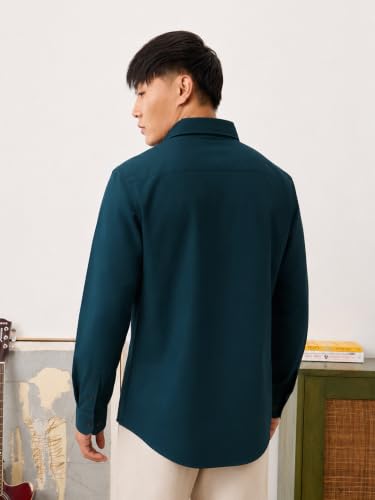 Image of The Souled Store Cotton Linen: Men and Boys Long Sleeve Spread Collar Solid Cotton Relaxed Fit Easy to Style Everyday Office Wear Cotton Linen Shirts