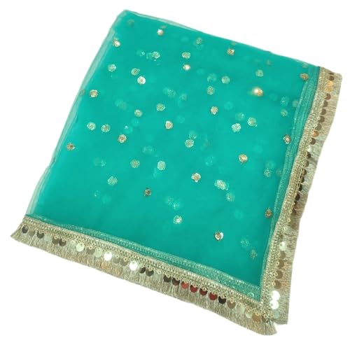 Image of Navti Creations Women's Lightweight Net Dupatta With Sequence Embroidery & Kiran Border (Length 2.25m)