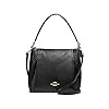 COACH Pebbled Leather Marlon Hobo Shoulder Handbag (IM/Black)