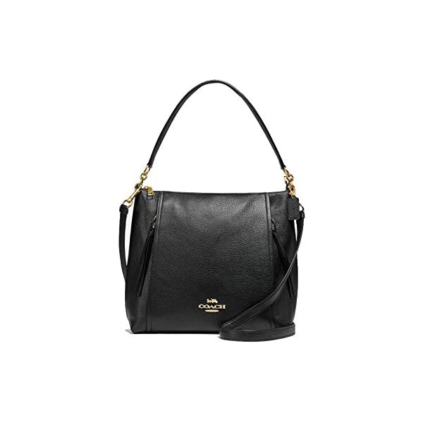 COACH Pebbled Leather Marlon Hobo Shoulder Handbag (IM/Black)