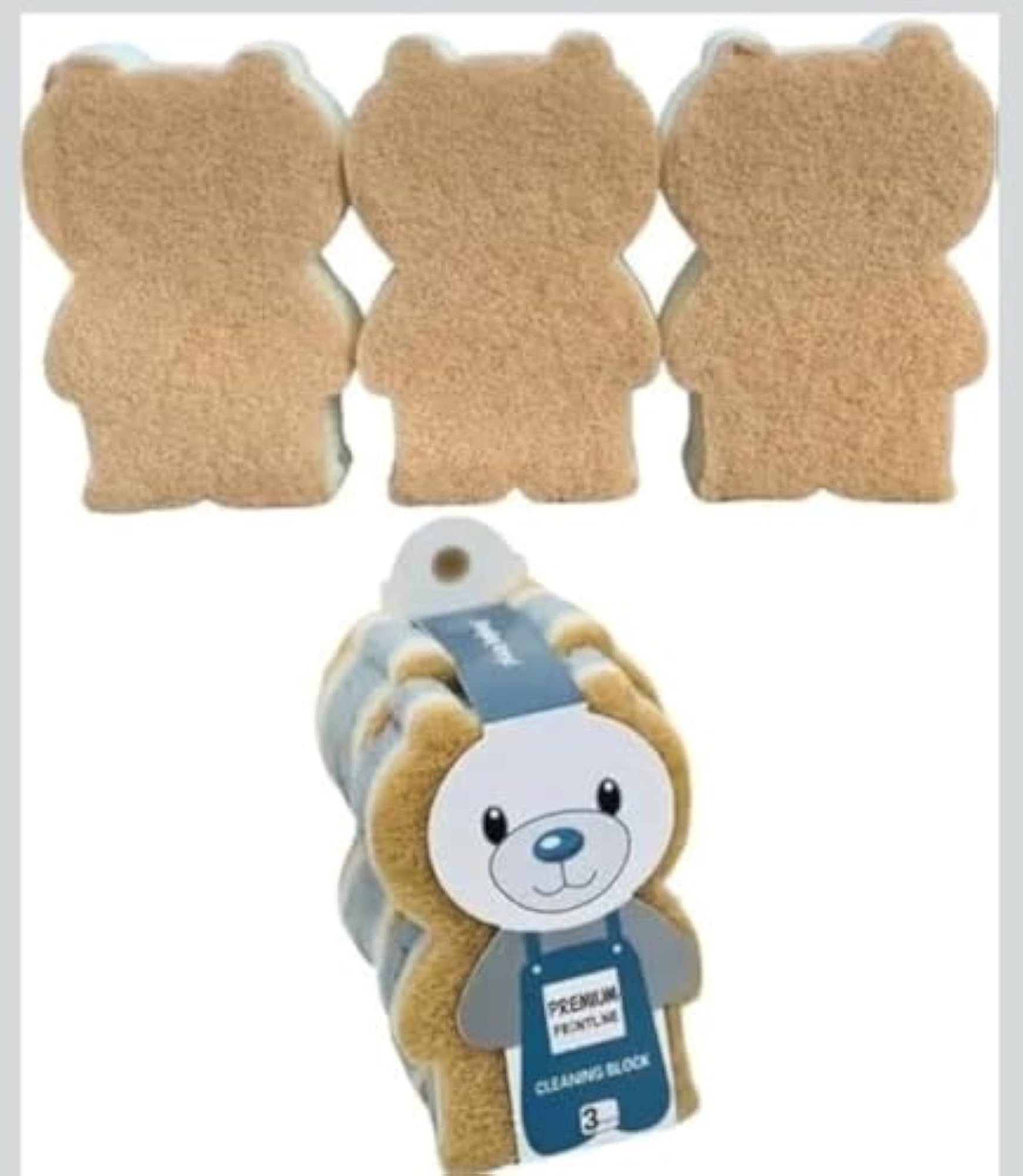 Bear-Shaped Loofah Body Scrubber Sponge Set, 3 Pieces