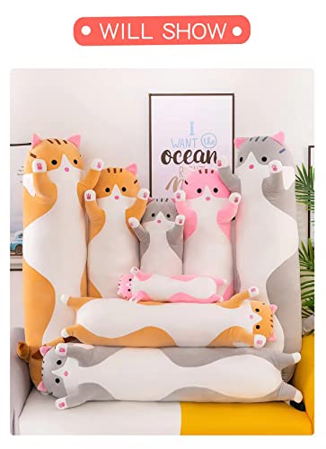 Grtlpok Cute Plush Cat Doll Cat Plush Pillow Doll Toy Soft Cat Stuffed Animals Long Pillow Toy Kitten Body Pillow Gift For Kids And Girlfriend(Brown,19.6") #TOP6