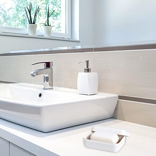 Grantop Bamboo Soap Dishes for Bathroom, Wooden Soap Holder Soap Box with Lid for Home Kitchen Shower