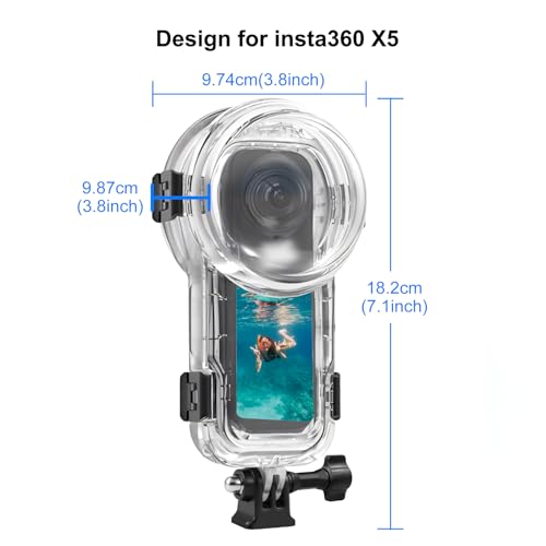 PULUZ 60 m wasserdichte Tauchhülle für Insta360 X5, unsichtbares Unterwassergehäuse, versiegelte Schutzhülle für Insta360 X5 360-Grad-Fotografie-Kamera-Zubehör