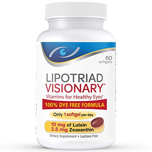Lipotriad Visionary 1 Per Day AREDS 2 Eye Vitamin & Mineral Supplement | All 6 key ingredients in the AREDS 2 Study | Dye Free, Low Zinc, Safe for Smokers, Easy to Swallow | 2 Mo Supply - 60ct