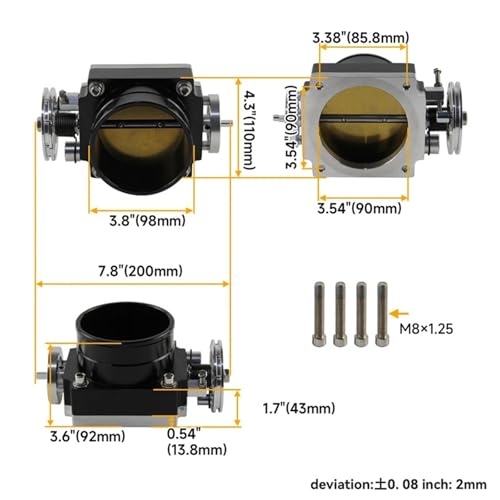 Corps de papillon 90mm universel CNC antihoraire pour préparation auto