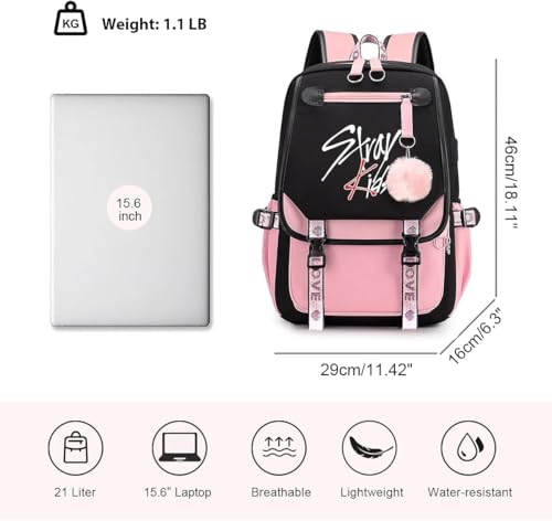 SKZ Backpack Merch, SKZ Book Bag Casual Backpack (Pink1)3