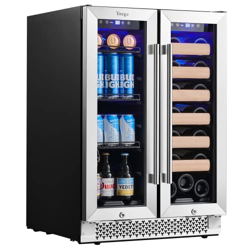 Yeego Wine and Beverage Refrigerator, 24 Inch Dual Zone Wine Cooler