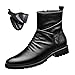 Keilinia Men's Black Leather High-top Dress Ankle Boot,2023 New Fall Winter Fashion Zip Plain Toe Business Casual Short Boots (9.5,Black,9.5)