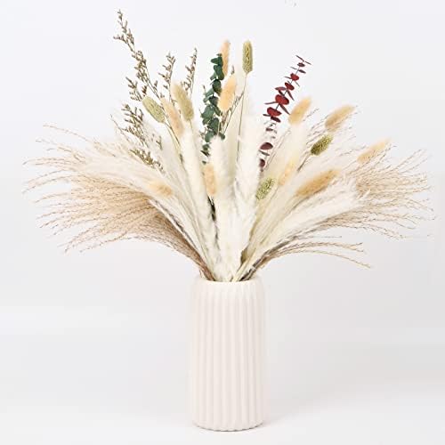 Simetufy 43PCS Natural Pampas Grass Decor Dried Flowers for Vase Boho Home Decor Pompas Floral Bouquet for Wedding, Living Room Decor Farmhouse Rustic Decor