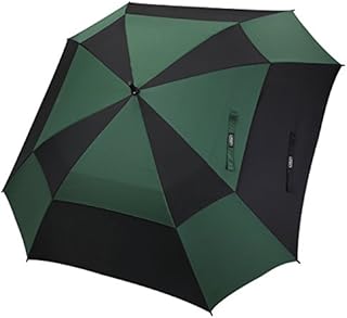 G4Free Extra Large Golf Umbrella 68 Inch Vented Square Umbrella Windproof Auto Open Double Canopy Oversized Stick Umbrella (Black/Dark Green)