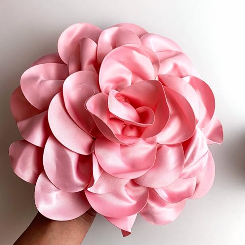 Image of Heyiwell Large Satin Fabric flower for Brooch Pin Wedding Party Dance Dress Suit Clothes Head Hair Accessories DIY Decor 9.45 inchInch