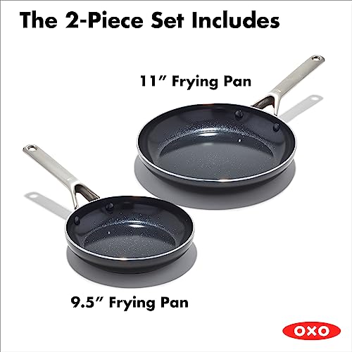 OXO-Agility-Series-95-and-11-Frying-Pan-Skillet-Set-Ceramic-Nonstick-Cookware-PFAS-Free-Induction-Suitable-Quick-Even-Heating-Stainless-Steel-Handle-Chip-Free-Rims-Dishwasher-and-Oven-Safe-Black