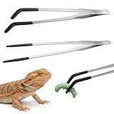 Ezymivs Edelstahl Aquarium Pinzette, 2 Stück 25 cm Und 27cm Pinzette Lang Reptilien Futterpinzette Set Mit Gummikopf Für Wasserpflanze Pflanzenpinzette Reptilien Futterzange
