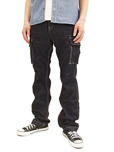 Herringbone Denim Cargo Pants Slim Fit 
